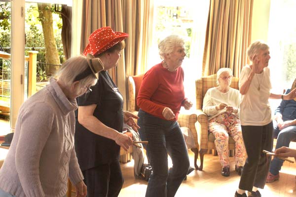 A dancing session in Heathfield's sun lounge